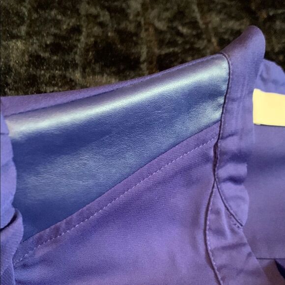 Women's a.maglia Blue Purple Boxy Blouse with Mandarin Collar Size Small - Picture 10 of 11